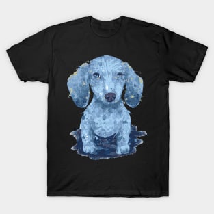 dachshund puppy watercolours painting motive basset hound rough hair T-Shirt